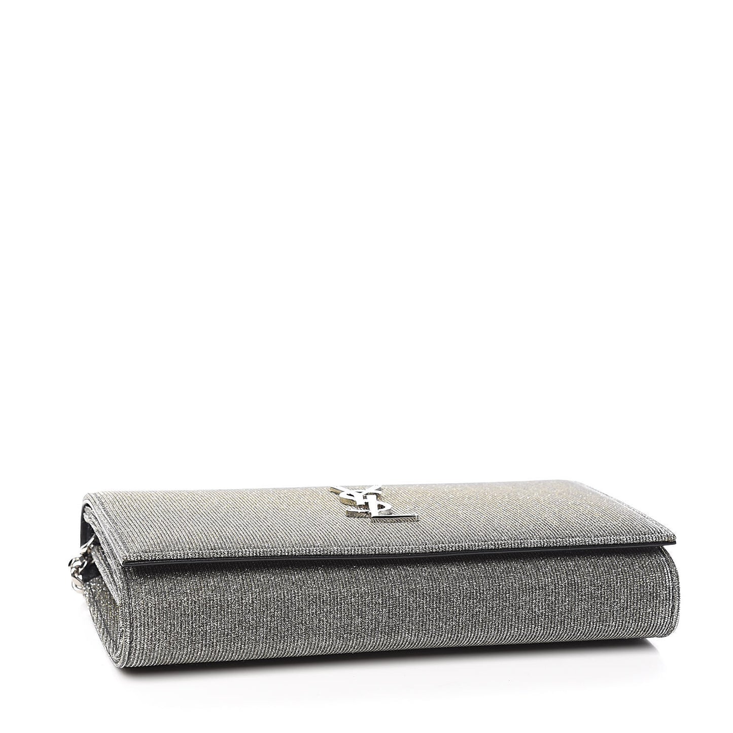 Metallic Sparkle Fabric Monogram Chain Wallet Anthracite