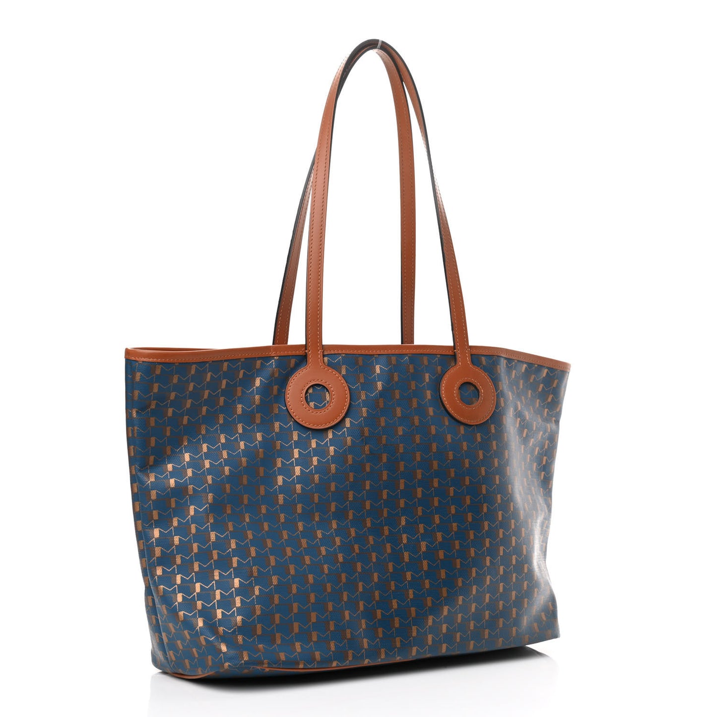 Grained Calfskin Canvas 1920 Oh! Tote Ruban Duo MM Indigo Bronze Cognac