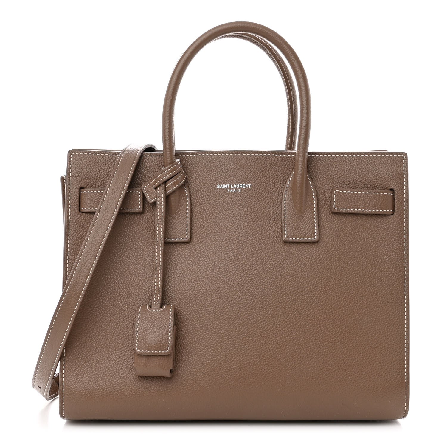 Saint Laurent Grained Calfskin Topstich Baby Sac De Jour Taupe 1 of 11