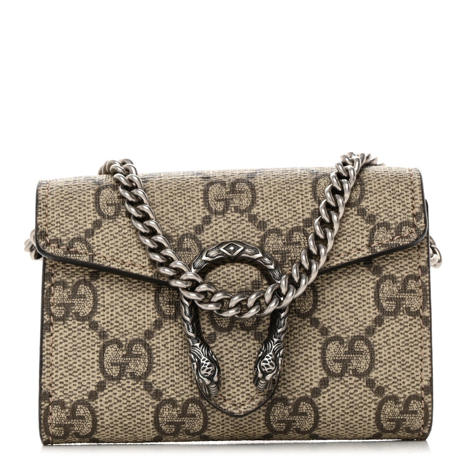 Gucci GG Supreme Monogram Dionysus Coin Purse Taupe 1 of 6