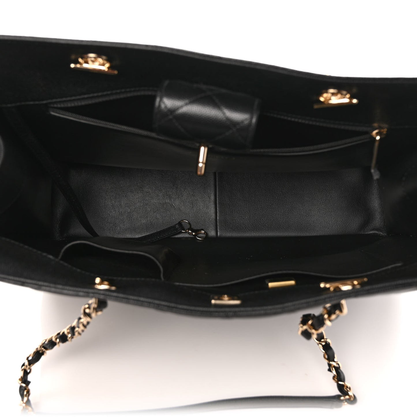 Caviar Quilted Large Shopping Tote Black