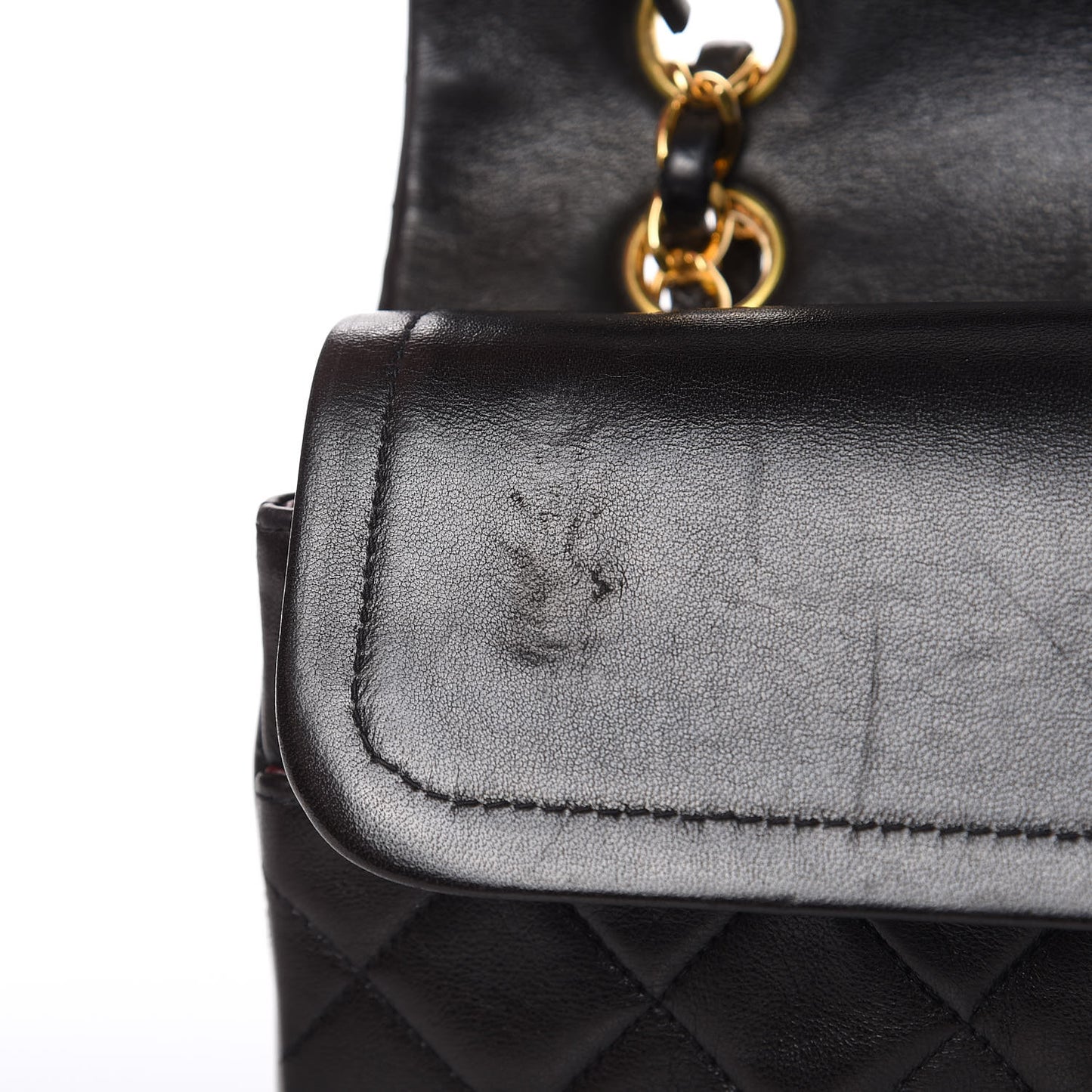 Lambskin Quilted Medium Double Flap Black