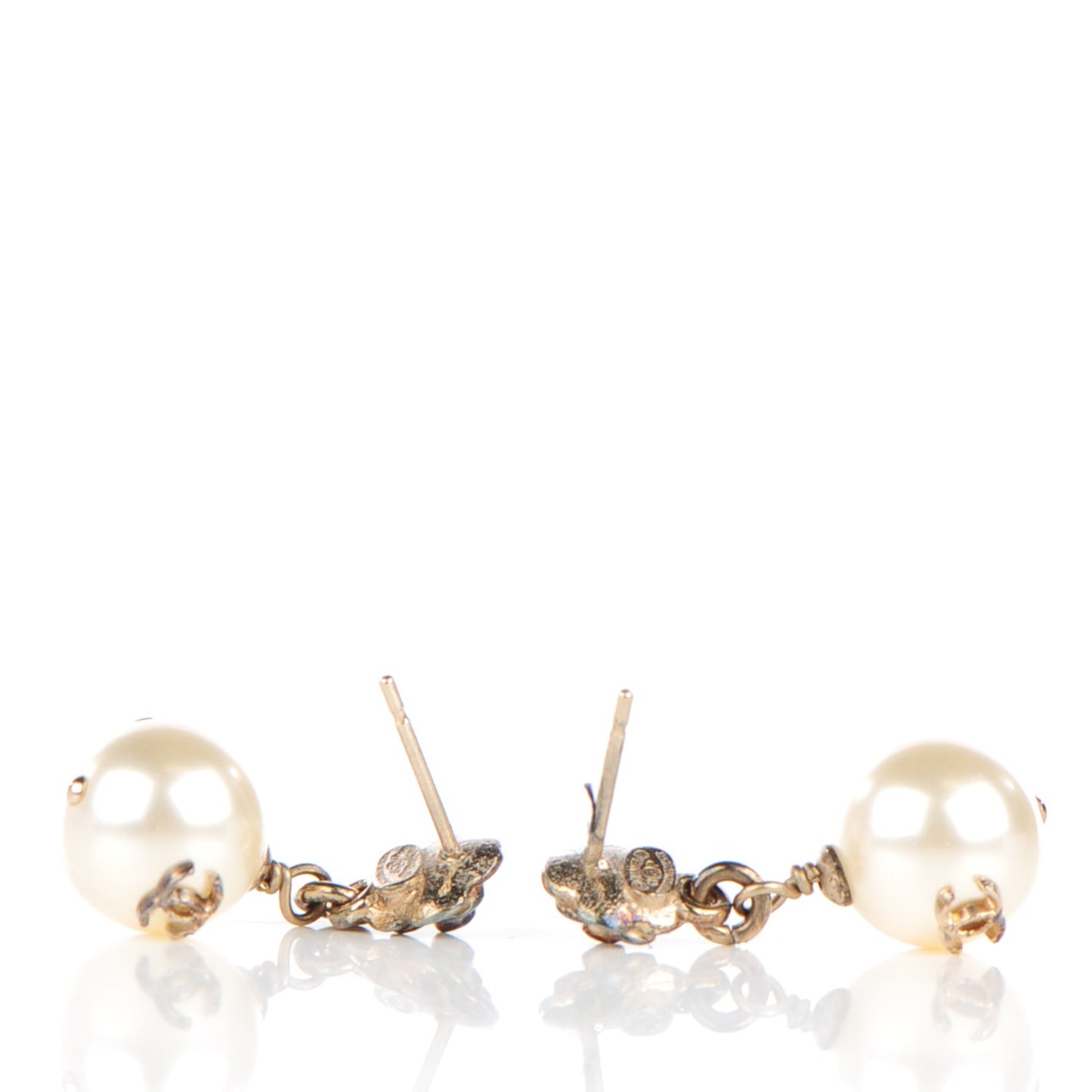 Pearl CC Camellia Dangle Earrings Gold