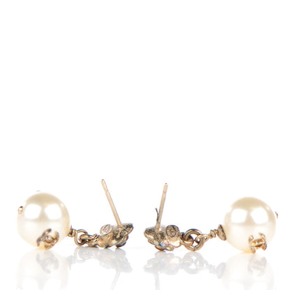 Chanel Pearl CC Camellia Dangle Earrings Gold 3 of 5