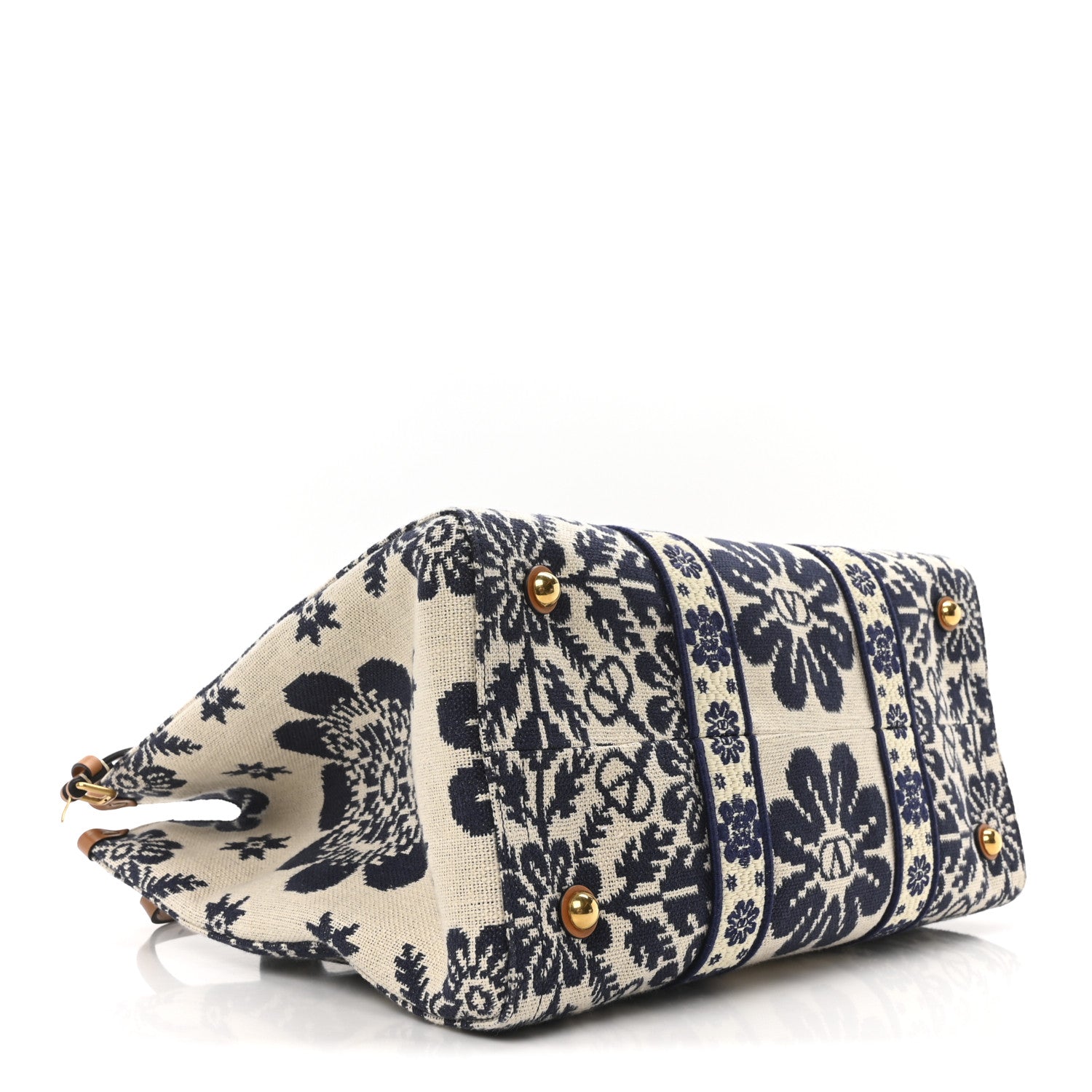 Valentino Garavani Jacquard Canvas Flower Vlogo Large Antibes Tote Ivory Navy Natural 5 of 10