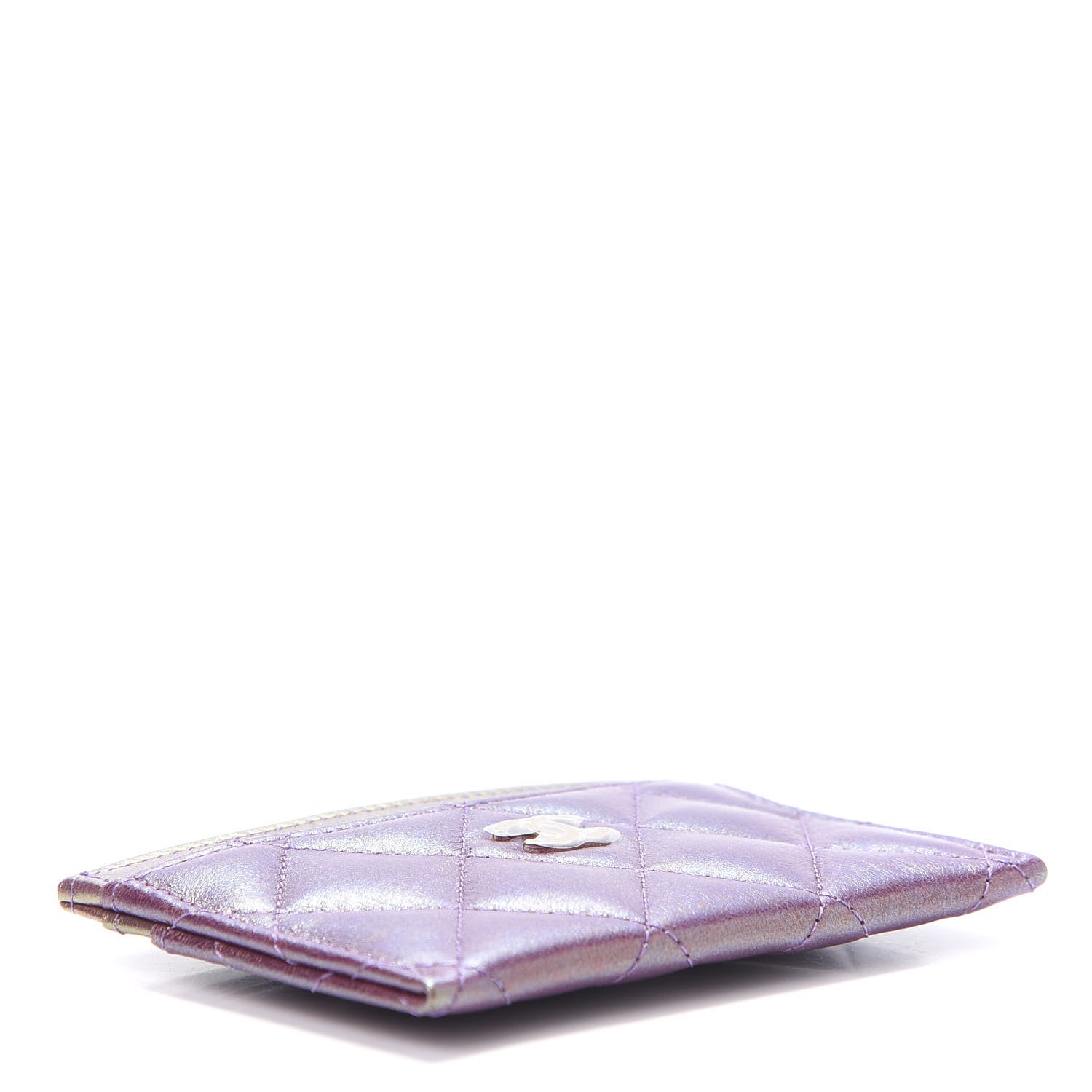 Chanel Metallic Lambskin Quilted Card Holder Purple 4 of 9