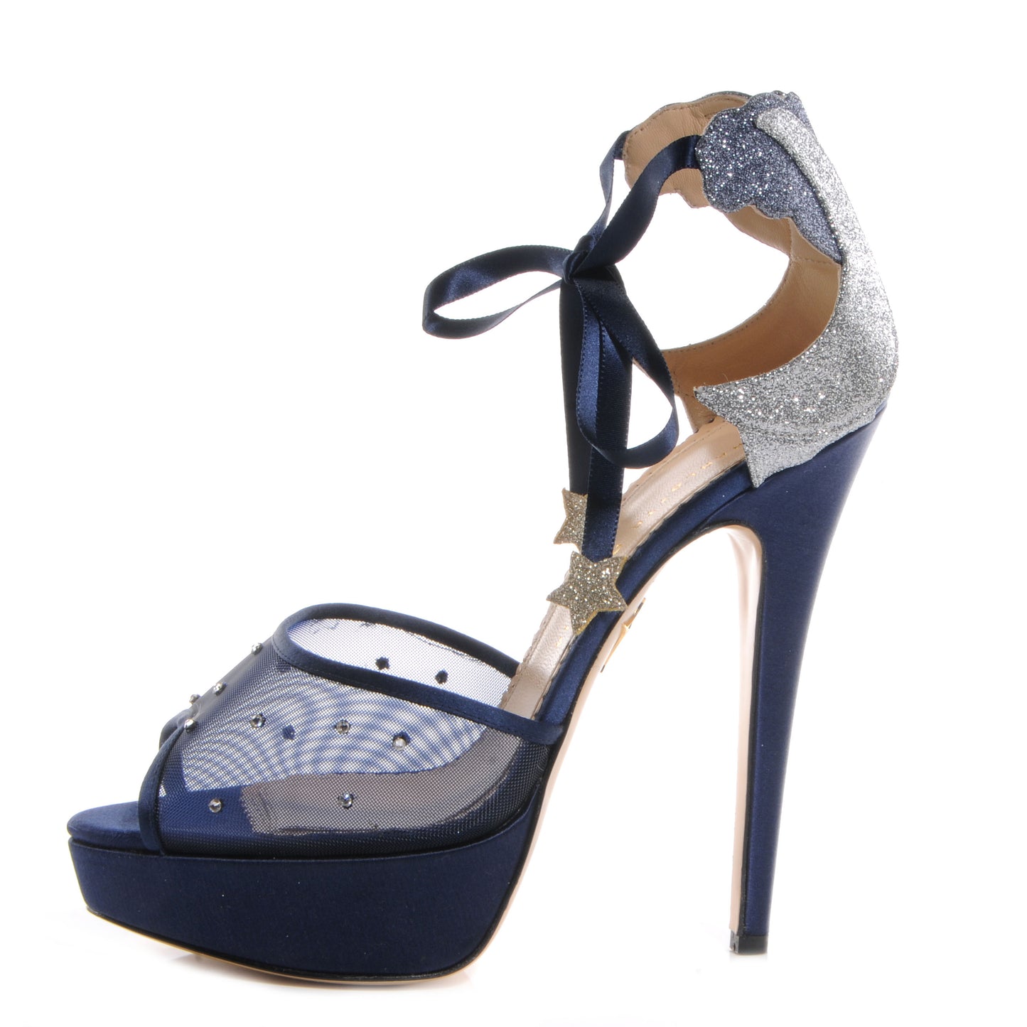 CHARLOTTEOLYMPIASilkTwillAnkleTiePlatformSandals41Blue