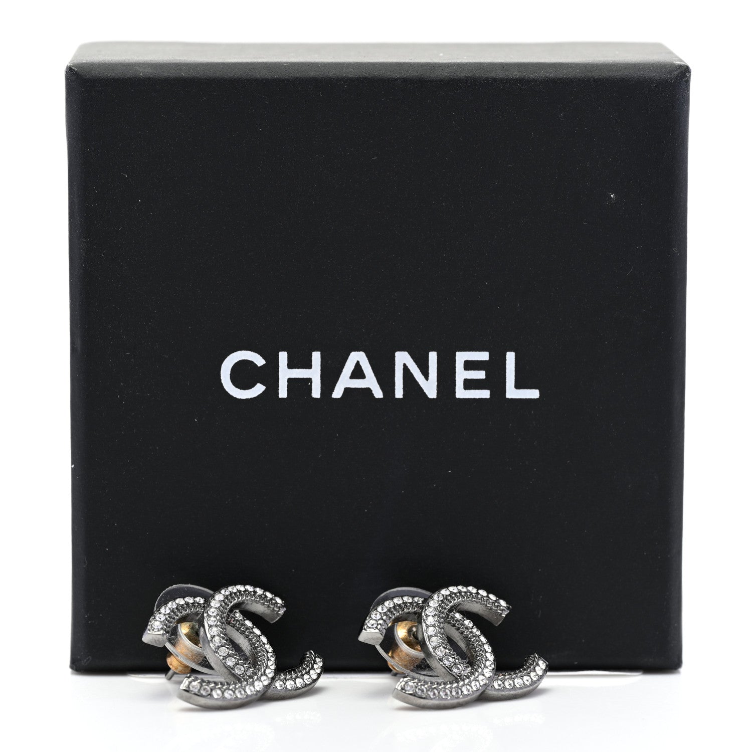 Chanel Ruthenium Crystal CC Earrings 5 of 5