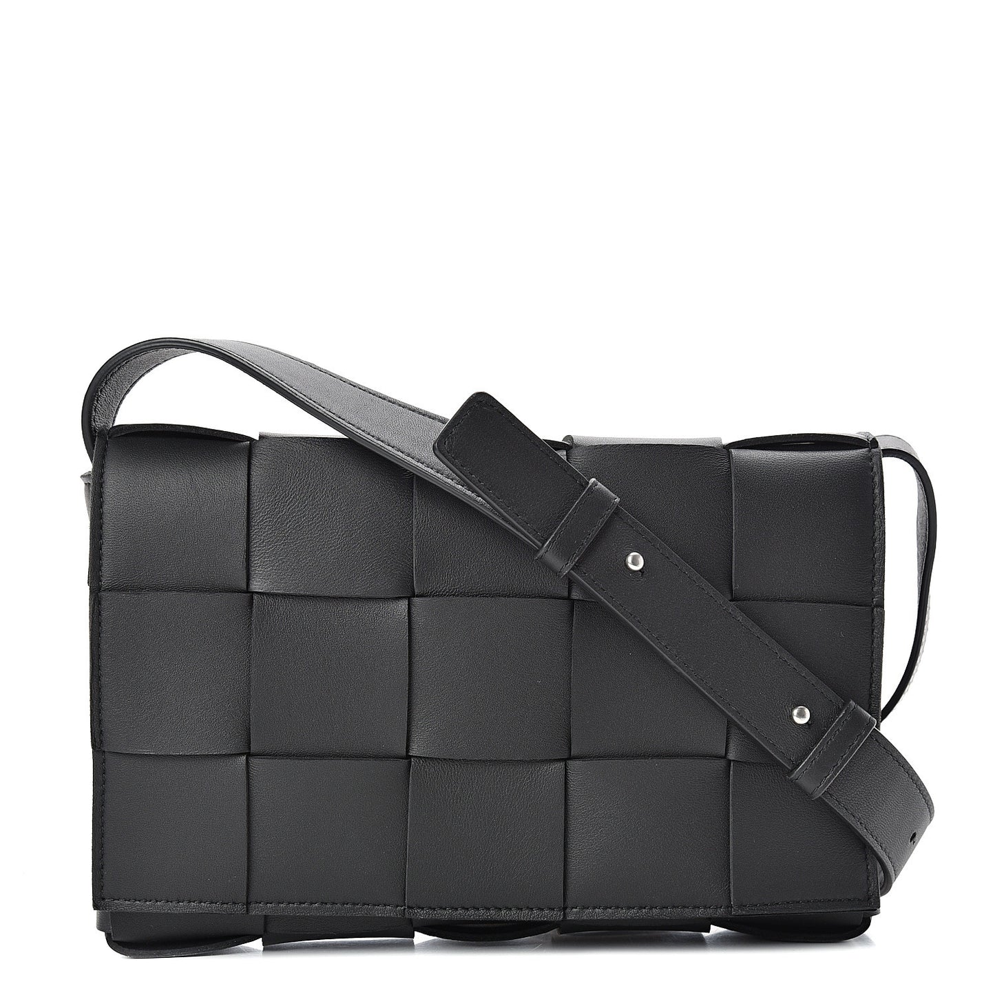Lambskin Maxi Intrecciato Cassette Crossbody Bag Black