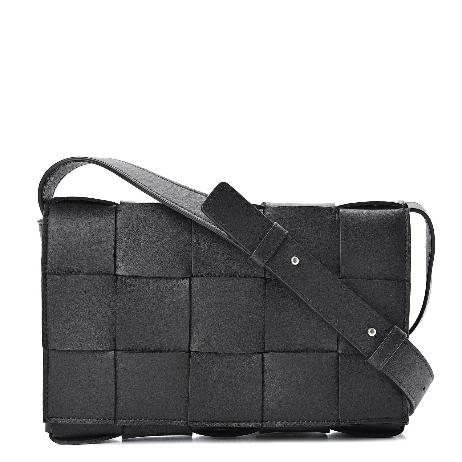 Bottega Veneta Lambskin Maxi Intrecciato Cassette Crossbody Bag Black 1 of 9