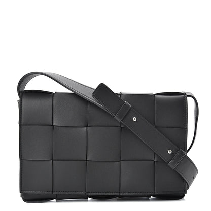 Bottega Veneta Lambskin Maxi Intrecciato Cassette Crossbody Bag Black 1 of 9