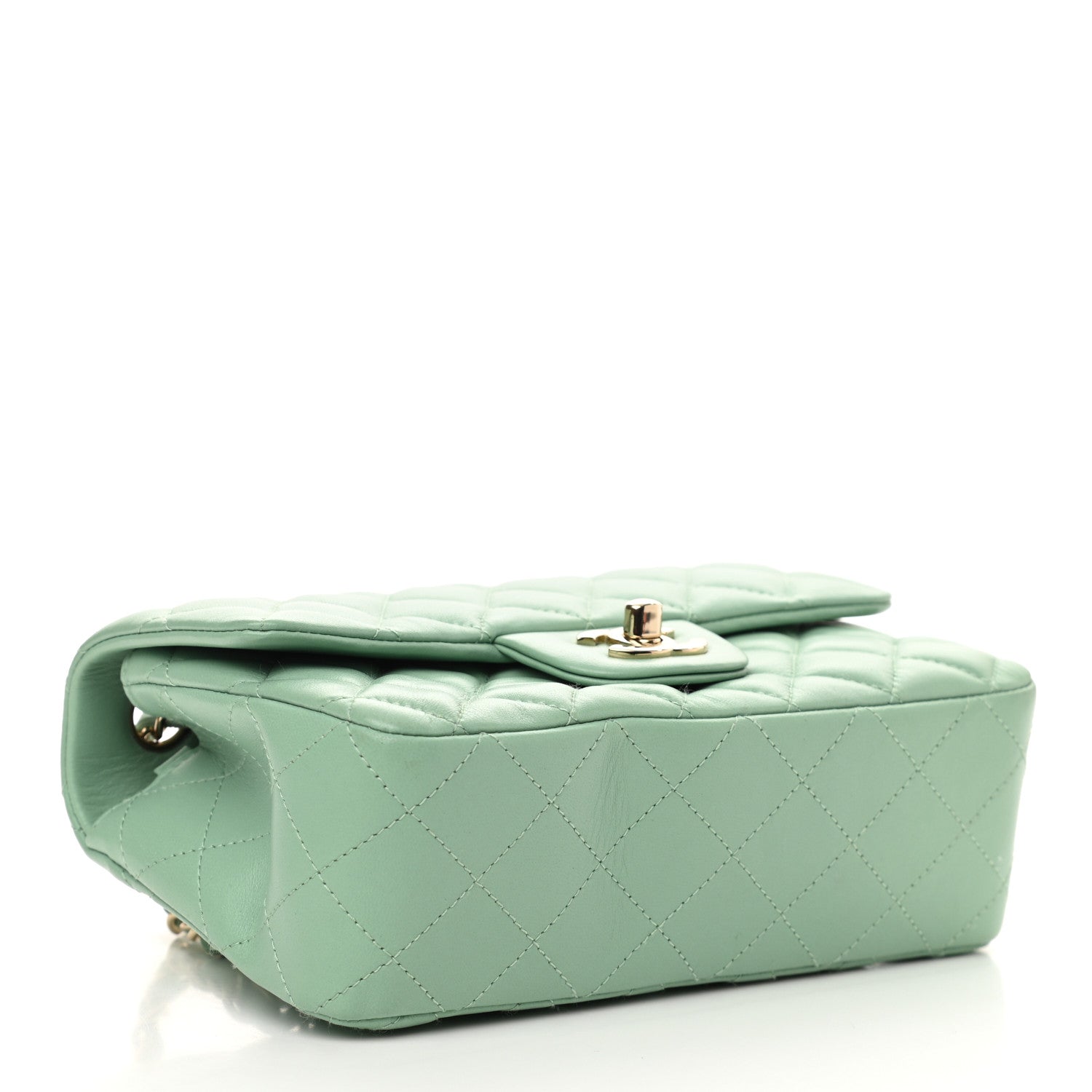 Chanel Lambskin Quilted Mini Rectangular Flap Light Green 4 of 11