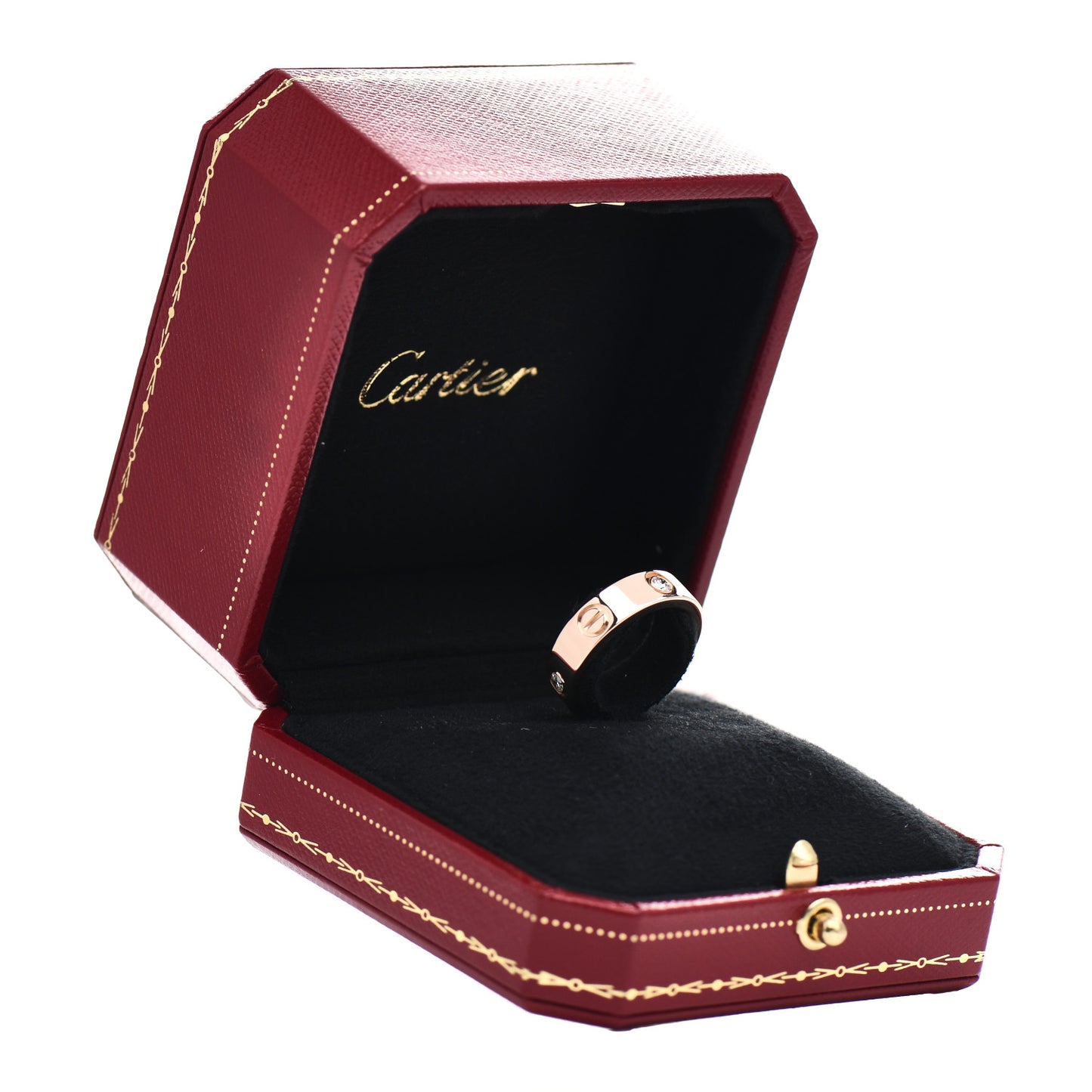 18K Pink Gold 3 Diamond 5.5mm LOVE Ring 53 6.25