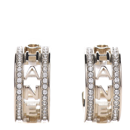 Chanel Metal Crystal Bow-tiful CC Hoop Earrings Gold 1 of 6
