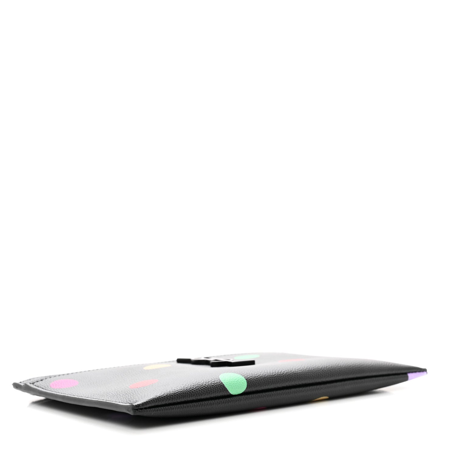 Saint Laurent Grain De Poudre Polka-Dog Monogram Bill Pouch Black 4 of 8