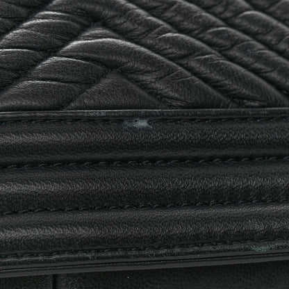 Chanel Calfskin Chevron Quilted New Medium Boy Flap Black 17 of 19