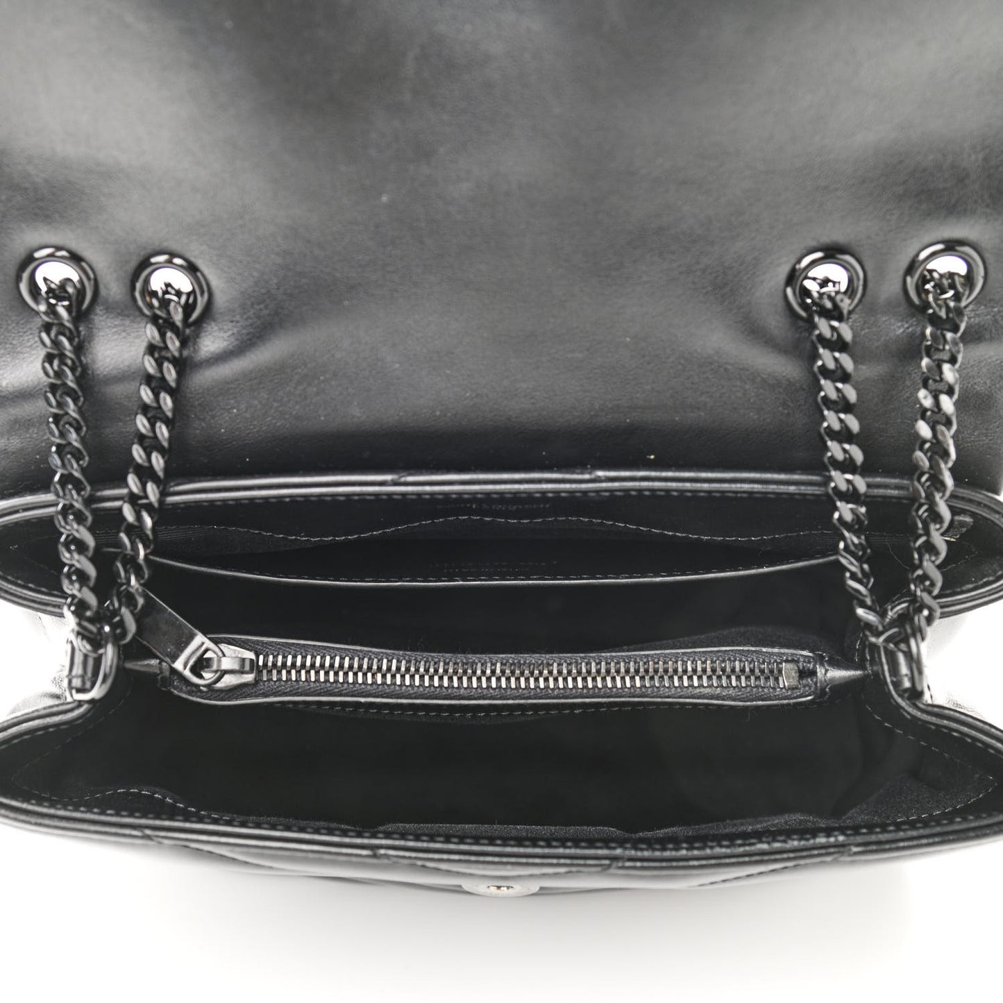 Calfskin Y Quilted Monogram Small Loulou Chain Satchel Black