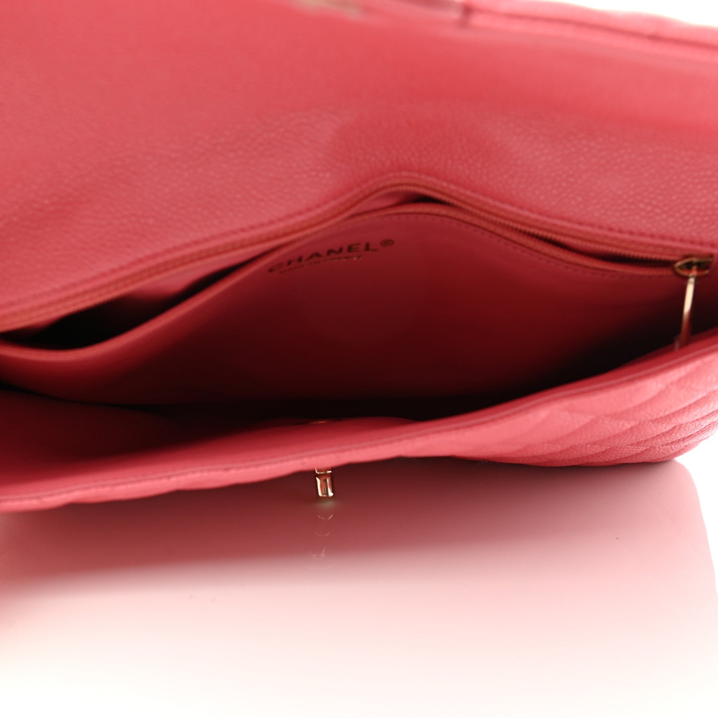 Caviar Quilted Flap Clutch Pink