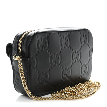 Gucci Calfskin GG Super Mini Debossed Chain Wallet Black 2 of 10