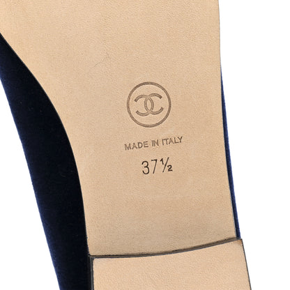 Chanel Velvet Patent Calfskin Cap Toe Ballerina Flats 37.5 Navy Black 7 of 10