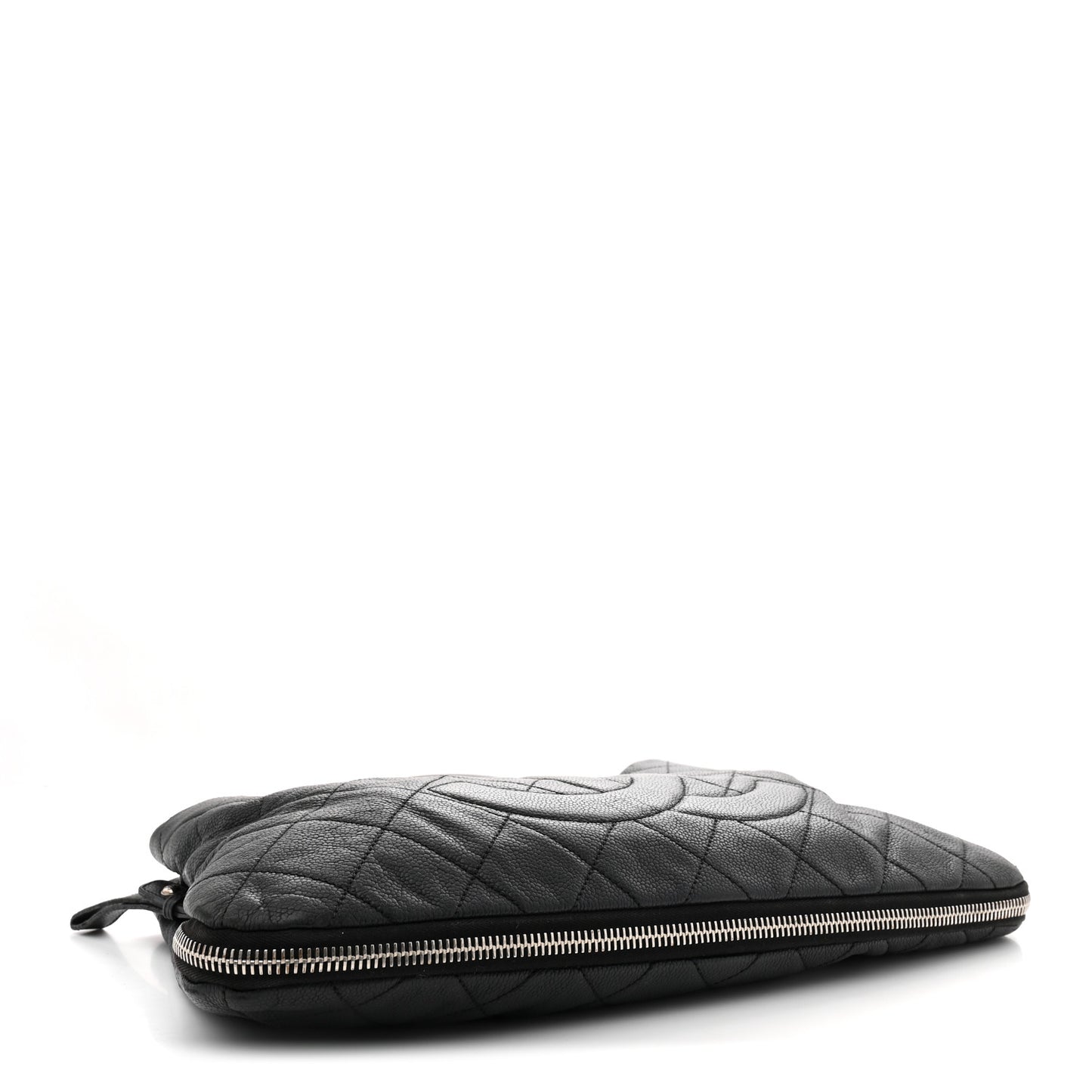Caviar Quilted Expandable Zip Shoulder Bag Black