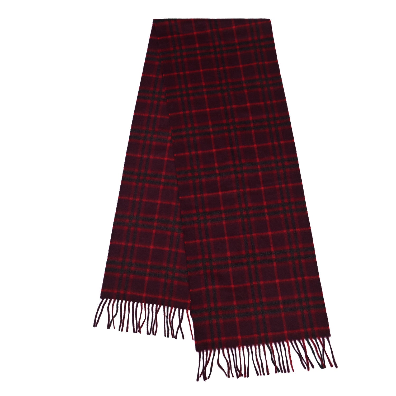 Burberry Cashmere House Icon Check Fringe Scarf Hawthorn Red 3 of 8