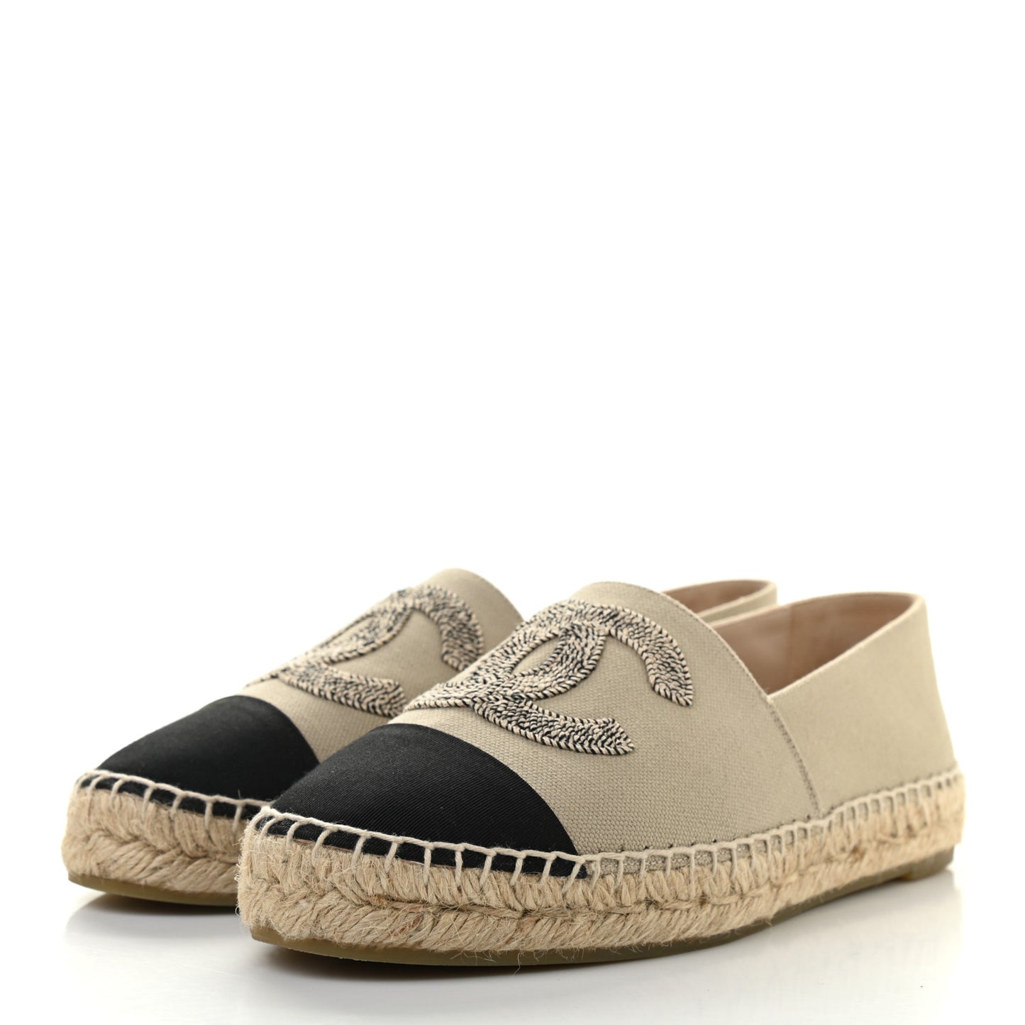 Canvas Grosgrain CC Espadrilles 38 Light Green Black
