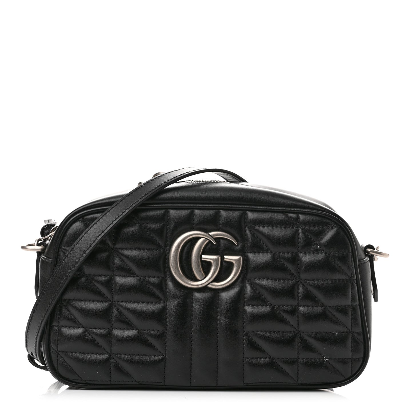 Calfskin Matelasse Aria Small GG Marmont Chain Shoulder Bag Black