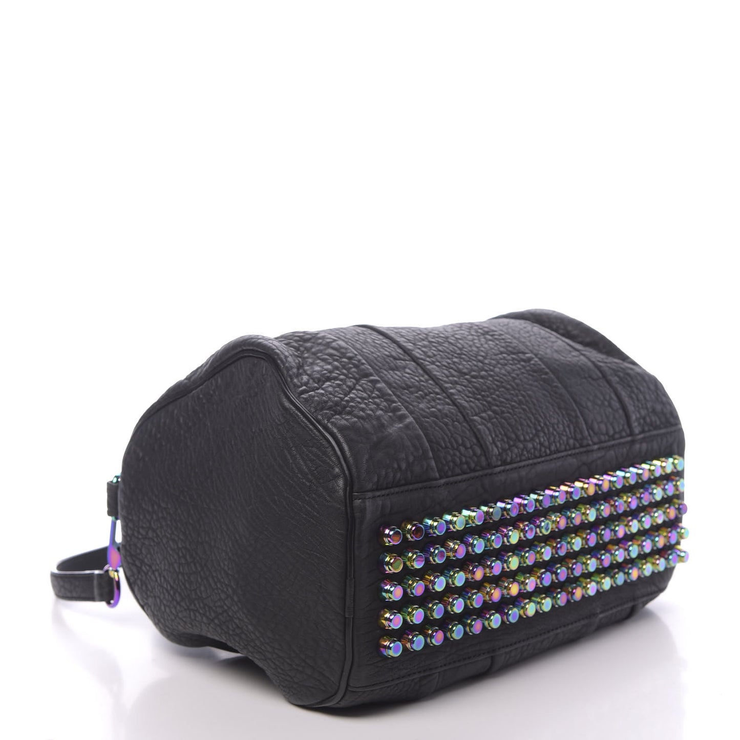Pebbled Lambskin Rocco Matte Black Iridescent Hardware