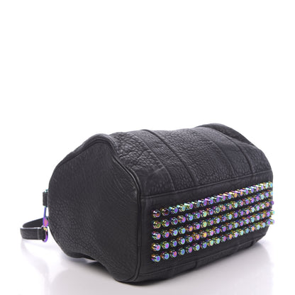 Alexander Wang Pebbled Lambskin Rocco Matte Black Iridescent Hardware 3 of 10