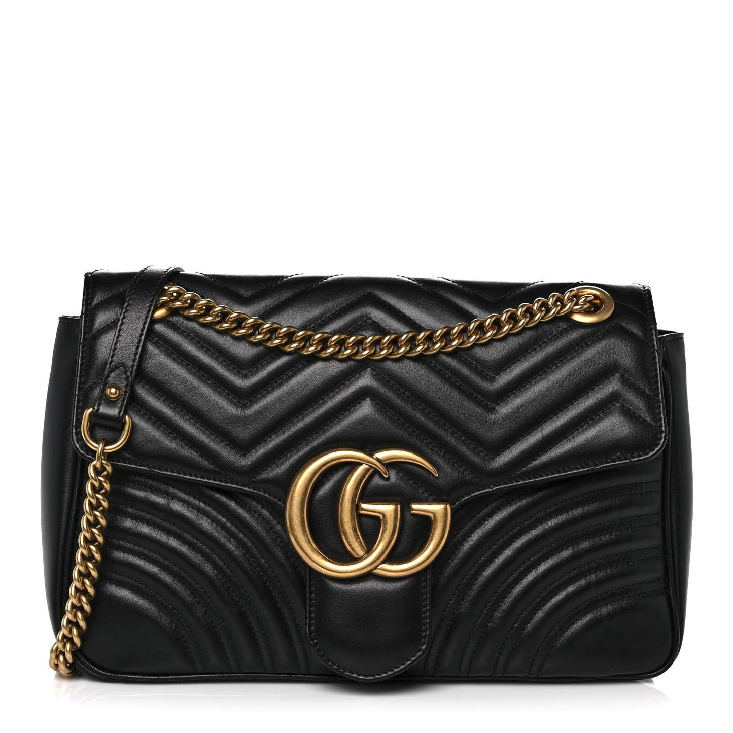 Calfskin Matelasse Medium GG Marmont Shoulder Bag Black