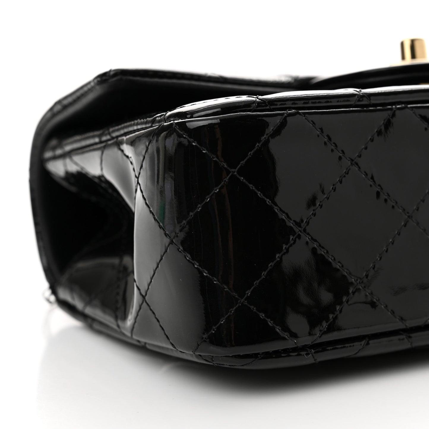 Patent Quilted Mini Top Handle Rectangular Flap Black