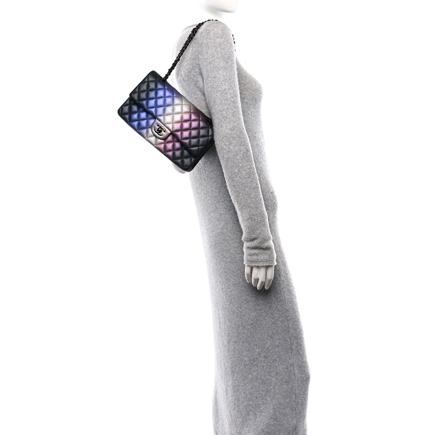 Chanel Calfskin Quilted Ombre Medium Double Flap Black 2 of 14