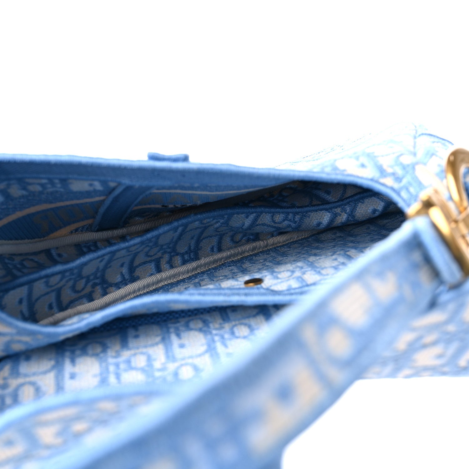 Christian Dior Oblique Embroidered Saddle Bag Cornflower Blue 5 of 9