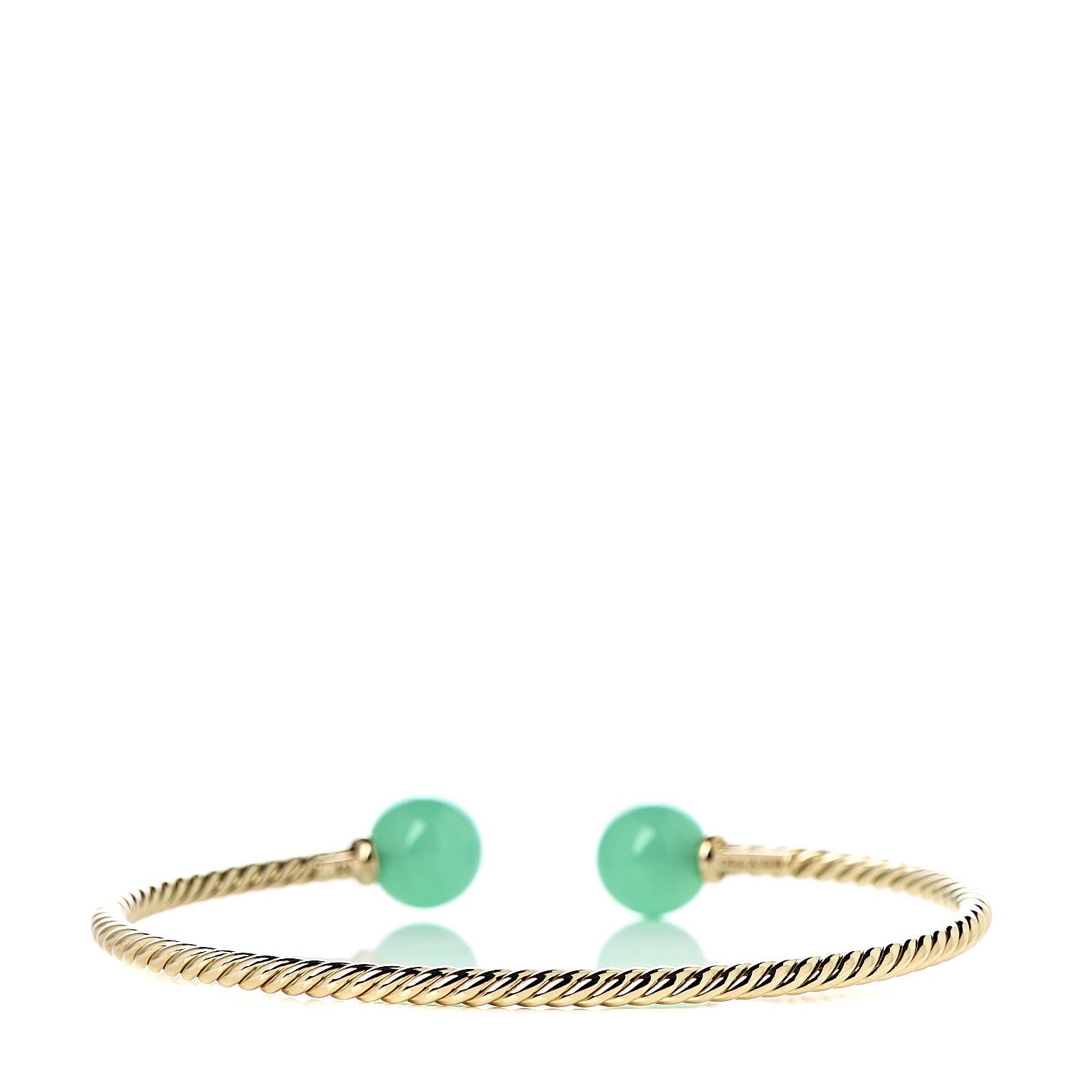 David Yurman 18K Yellow Gold Chrysoprase 8.5mm Solari Bead Bracelet 3 of 5