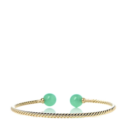 David Yurman 18K Yellow Gold Chrysoprase 8.5mm Solari Bead Bracelet 3 of 5