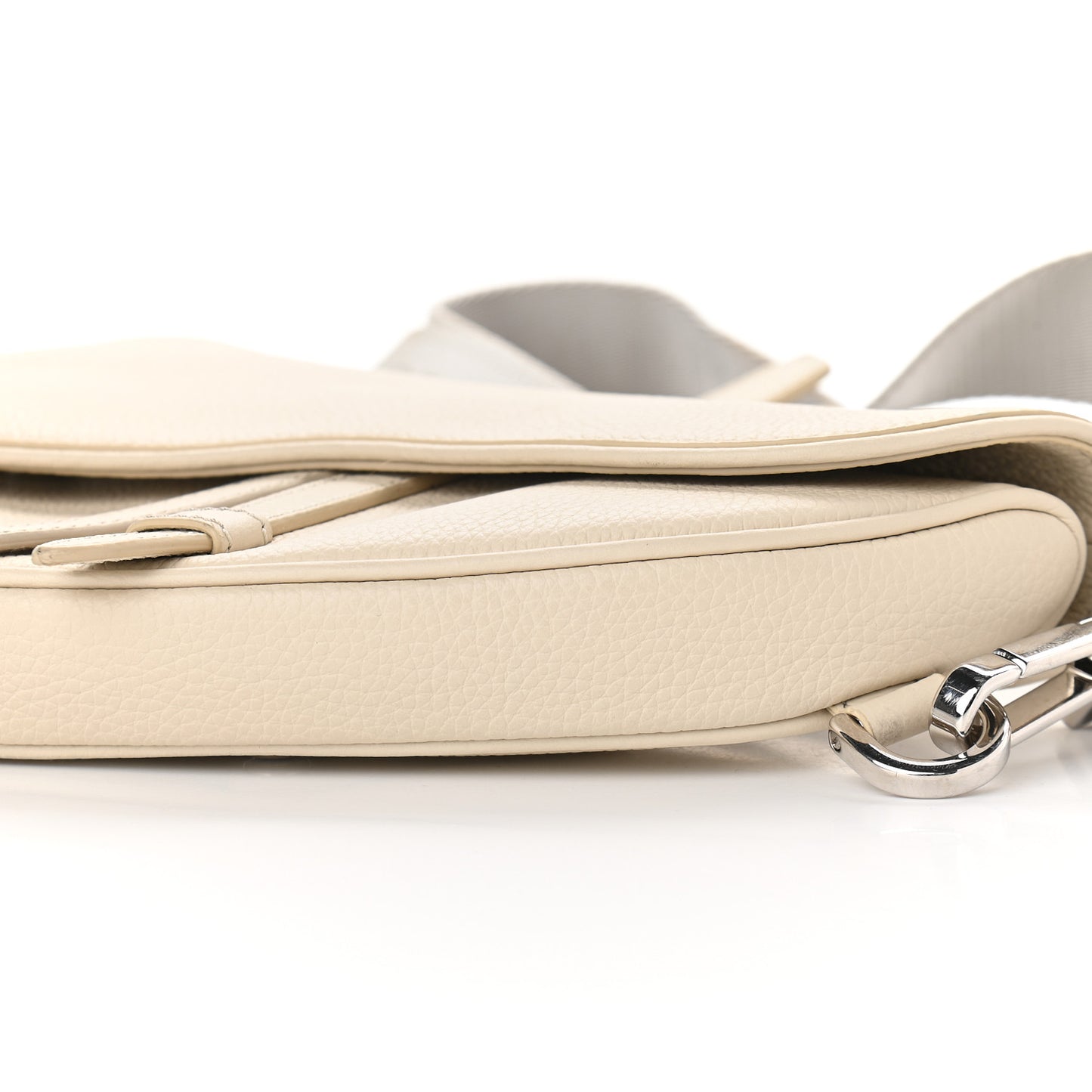 Grained Calfskin Mens Mini Saddle Bag Latte