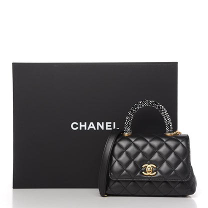 Chanel Calfskin Strass Quilted Extra Mini Coco Handle Flap Dark Silver 11 of 11
