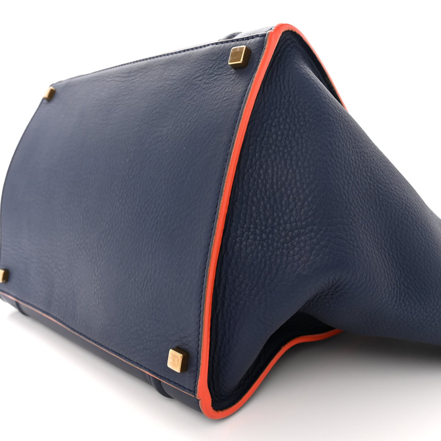 Supple Calfskin Large Phantom Luggage Navy Blue Orange