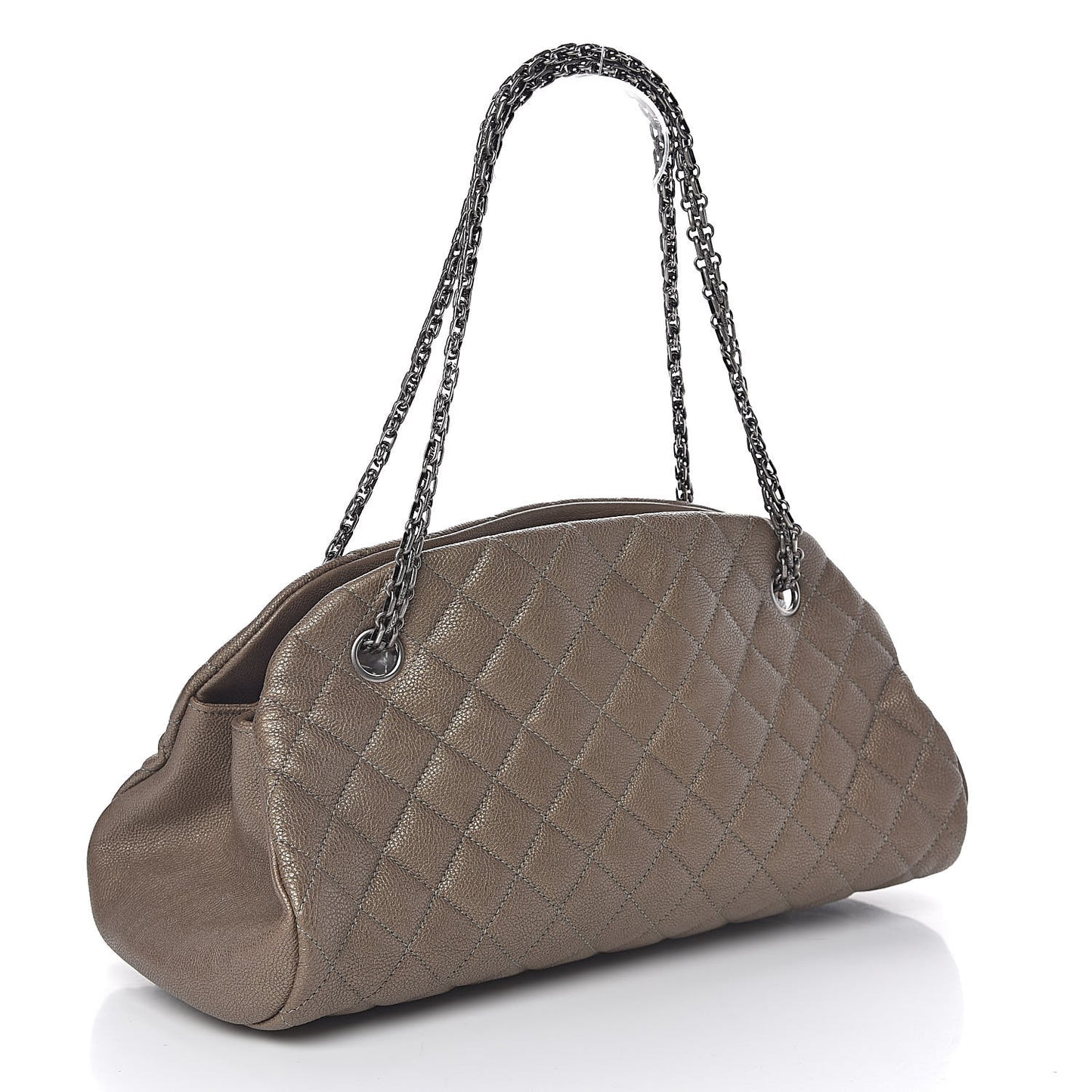 Metallic Caviar Quilted Medium Just Mademoiselle Beige