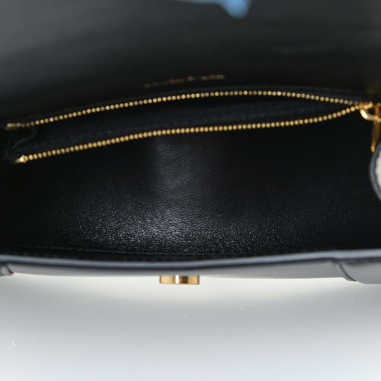 Shiny Box Calfskin Small Hourglass Top Handle Bag Black