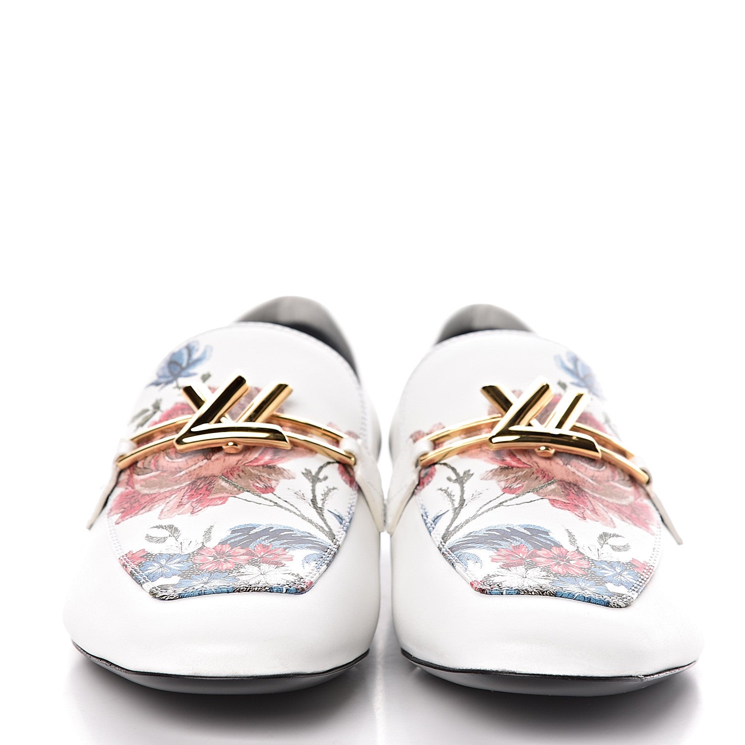 Louis Vuitton Calfskin Upper Case Flat Flowers Loafer 37.5 White Multicolor 2 of 10