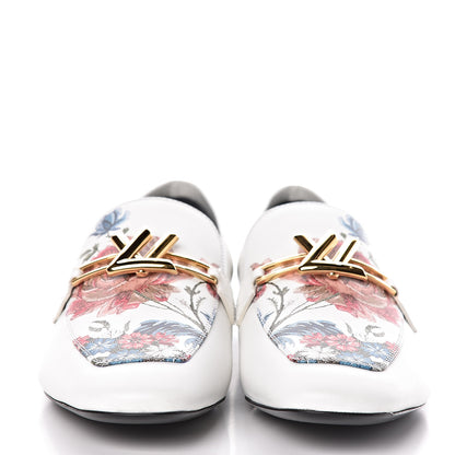 Louis Vuitton Calfskin Upper Case Flat Flowers Loafer 37.5 White Multicolor 2 of 10