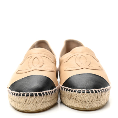 Chanel Lambskin CC Espadrilles 39 Beige Black 2 of 9
