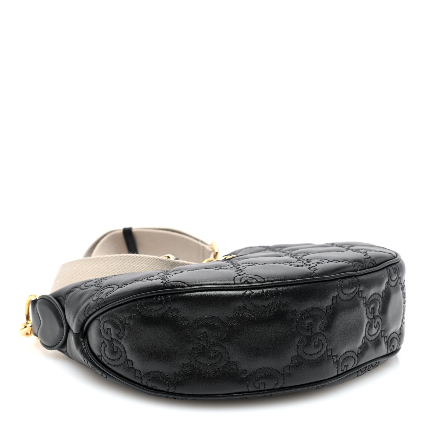 Gucci Calfskin GG Matelasse Small Hobo Shoulder Bag Black Natural 4 of 9