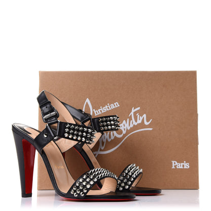 Christian Louboutin Calf Cuoio Bikee Bike 100 Sandals 39 Black Silver 9 of 9