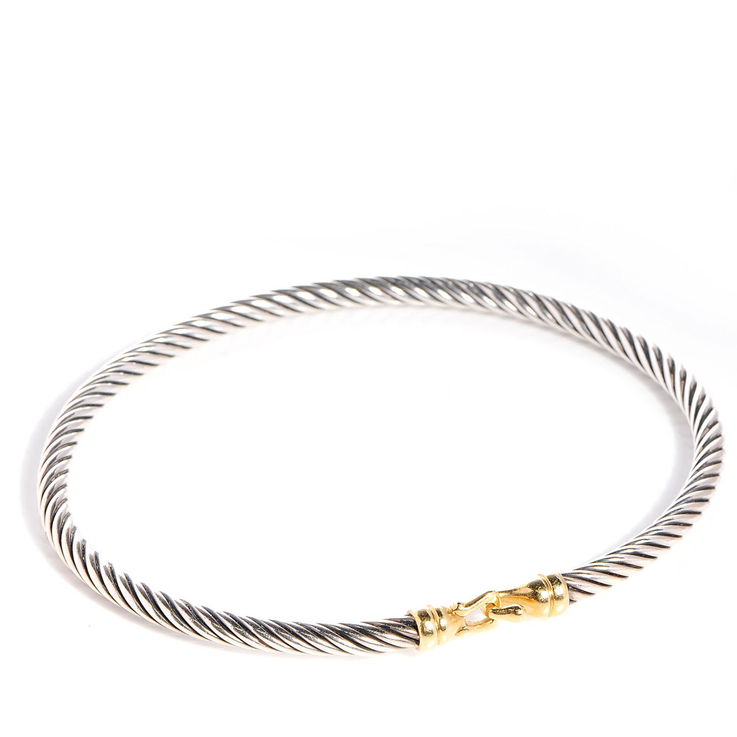 Sterling Silver 18K Yellow Gold 3mm Cable Buckle Bracelet