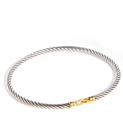 David Yurman Sterling Silver 18K Yellow Gold 3mm Cable Buckle Bracelet 3 of 5