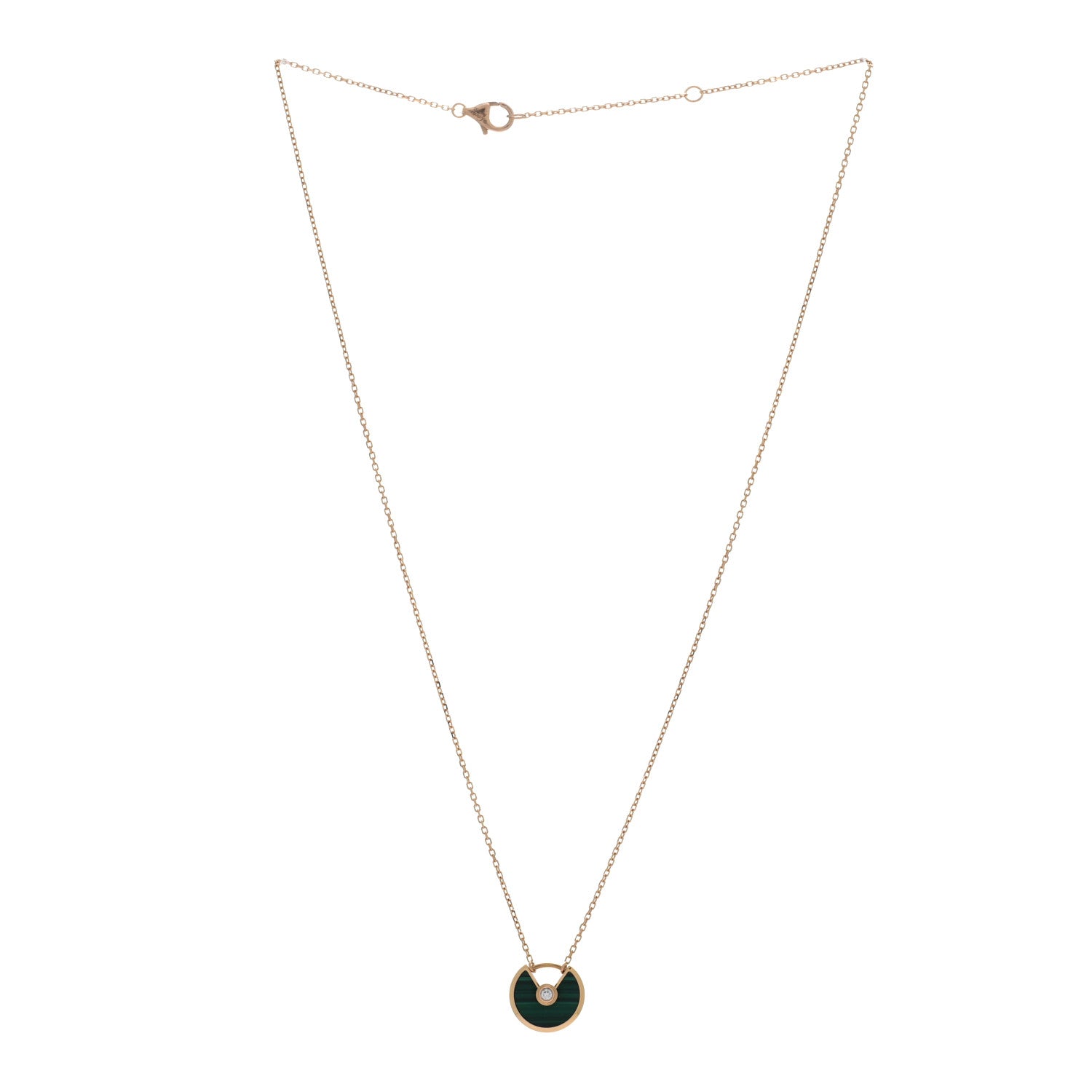 Cartier 18Kゴールド ネックレス マラカイト ダイヤモンド Cartier 18K Pink Gold Diamond Malachite XS Amulette de Cartier
