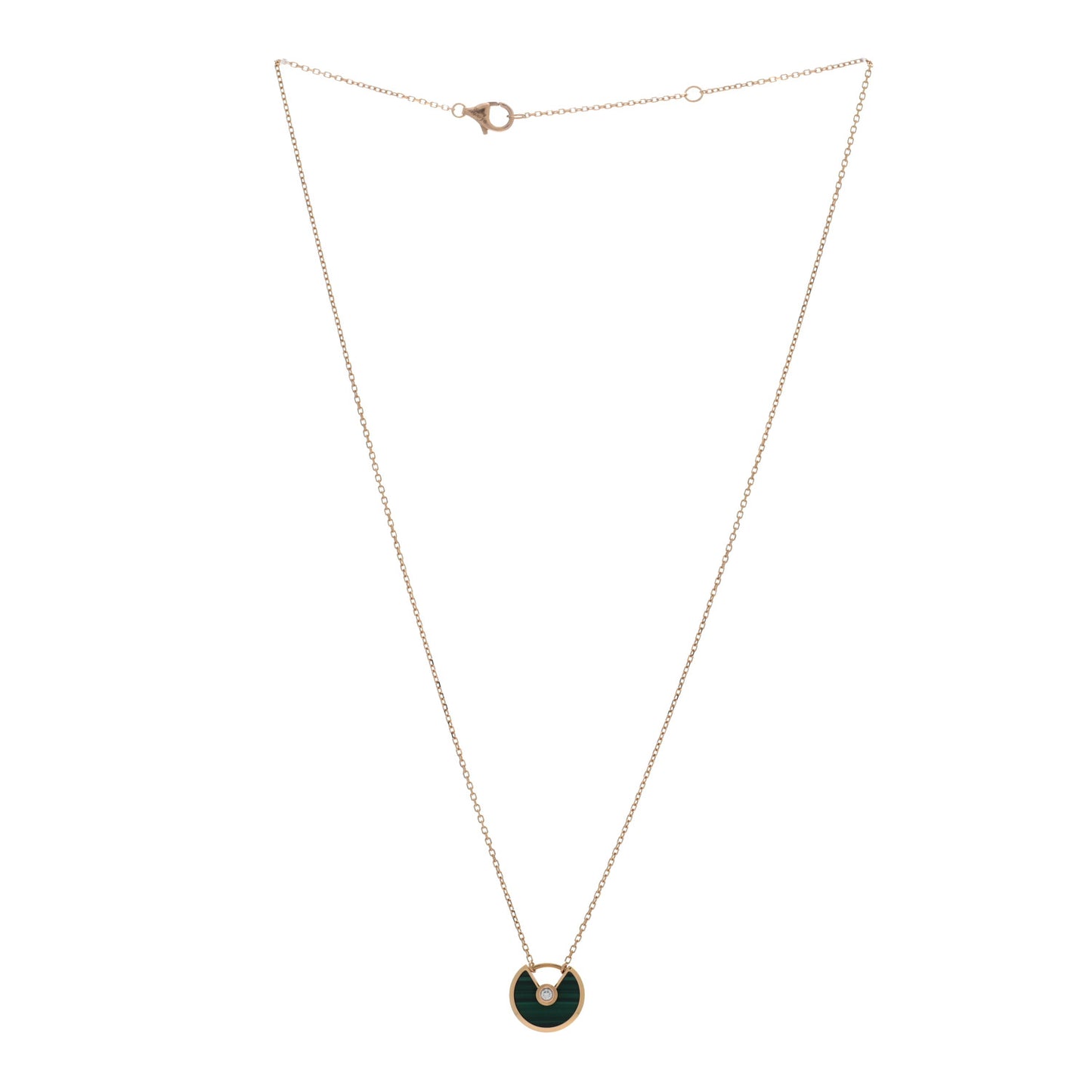 18K Pink Gold Diamond Malachite XS Amulette de Cartier Pendant Necklace